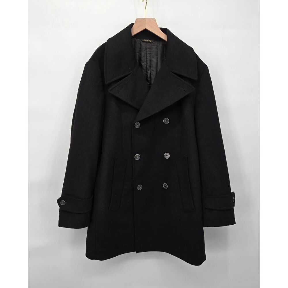 Acquaviva Wool Cashmere Coat Size 46R Black Button Up Italy